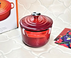 Le Creuset Signature 1 Qt 17cm Oval Dutch Oven Cerise Red / Side Dish Baker NIB