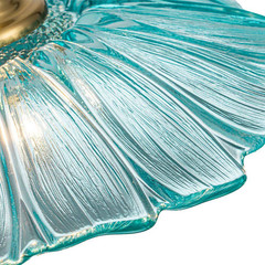 11.02 In. 1-Light Modern Blue Hanging Pendant Light with Flower Shaped Glass Sha