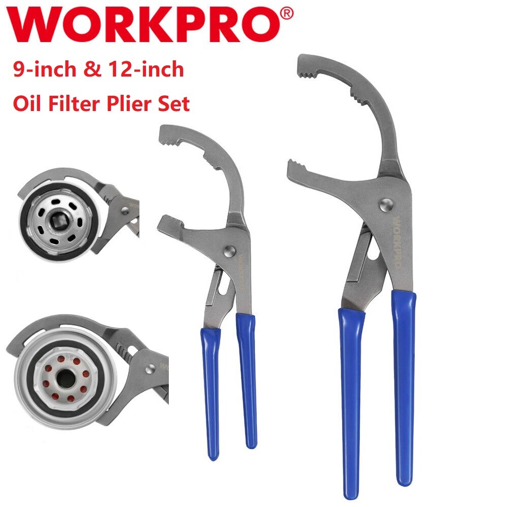 WORKPRO Oil Filter Wrench/Pliers 9″&12″ Set Adjustable Oil Filter Removal Tool