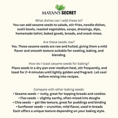 Mayan’s Secret Certified Organic hulled Sesame Seeds, 2 Lbs – Gluten Free, Raw,