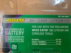 WeedEater 20v 2.6AH Lithium-ion Battery 966709801 WEED EATER LB20V LT20V HT20V