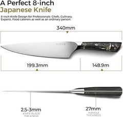 Razab 8 Inch Japanese Professional Chef Knife, High Carbon Stainless Steel