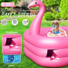 Inflatable Pool with Lights, Solar Flamingo Swimming Pool for Kids,Adults