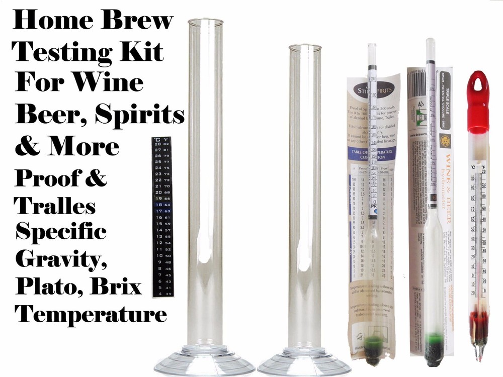 Beer Wine Moonshine Testing Kit – Thermometer Hydrometer Alcoholmeter LCD Jar