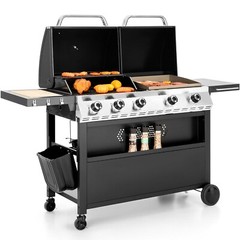 5-Burner Propane Gas Grill and Griddle Combo Stainless Steel Outdoor Patio