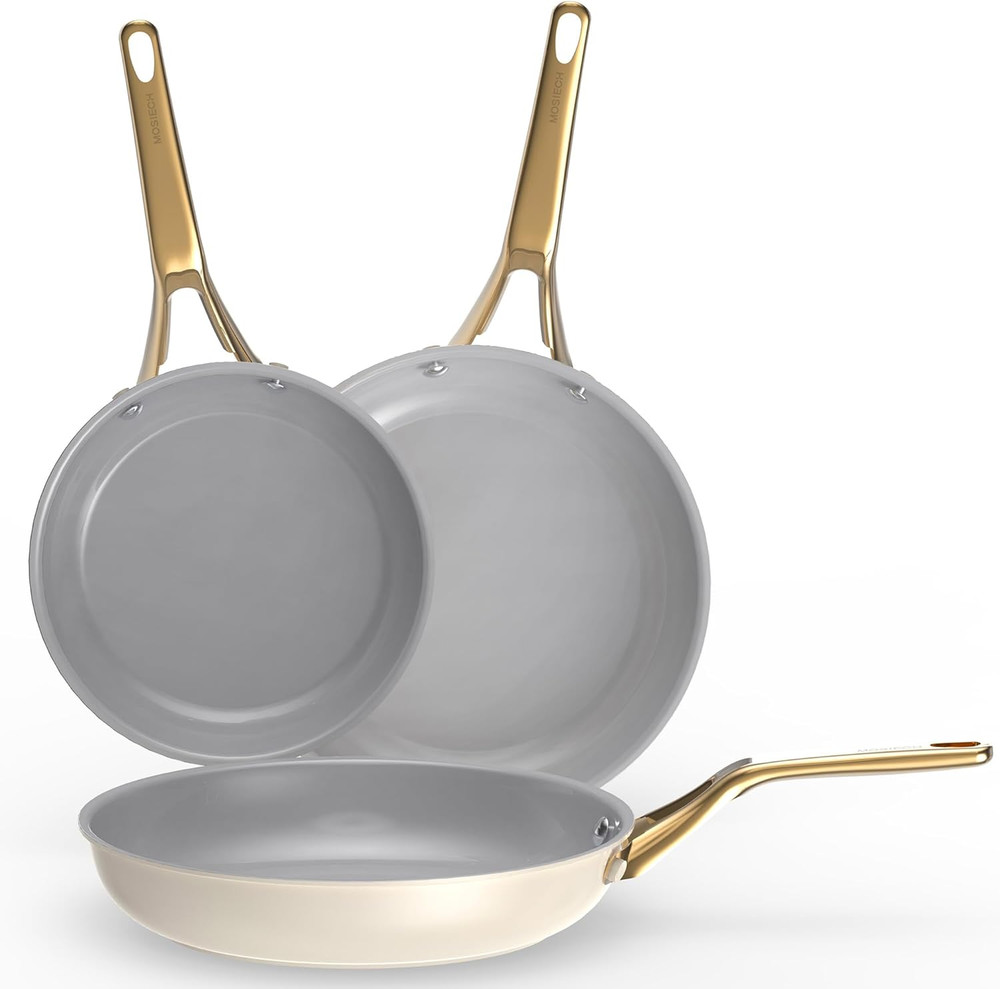 Ceramic Non-Stick Frying Pan Set – 3 Pieces, Oven-Safe & Induction Compatible