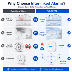 Wireless Interlinked Smoke & Carbon Monoxide Alarm 6 Pack LCD Display SC-RF200