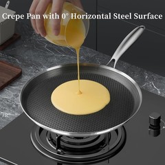 Innerwell Nonstick Crepe Pan 12 inch Stainless Steel Crepe Pan Honeycomb Coating