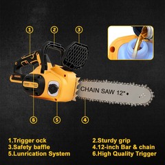 12 Inch Brushless Electric Chainsaw for DeWalt 20V Battery With Oiler