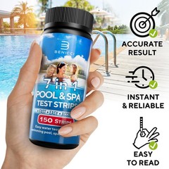 7-in-1 Accurate Pool Test Strips – 150 Hot Tub Spa – Quick Pool…