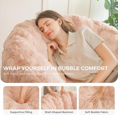 Giant Bean Bag Chair for Adults, Stuffed Shell-Shaped Large Bean Bag Couch, Pink