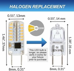 [5 Pack] LED G8 1.5W T4 20W Replacement JCD Bi-Pin Base 120V 3000K Soft White