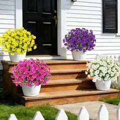 Bassion Artificial Flowers for Outdoors,20 Bundles Silk Fake FlowersUV Resistant