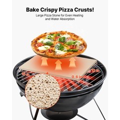 Rectangular Cordierite Pizza Stone, 15 x 12 in,Durable Baking Stone with Scraper
