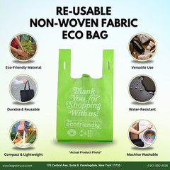 Reusable Non Woven Grocery T-Shirt Shopping Tote Bag, 45GSM – Large 1/6