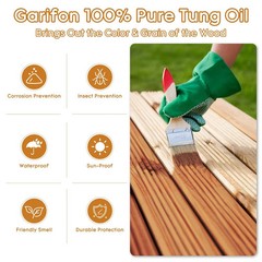 10 OZ Pure Tung Oil for Wood Outdoor/Indoor, Food Grade Sealer, Tung Oil Fini…