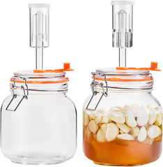 Square Fermentation Jar, 1 Liters Glass Fermenting Jar for Making Sauerkraut, Ki