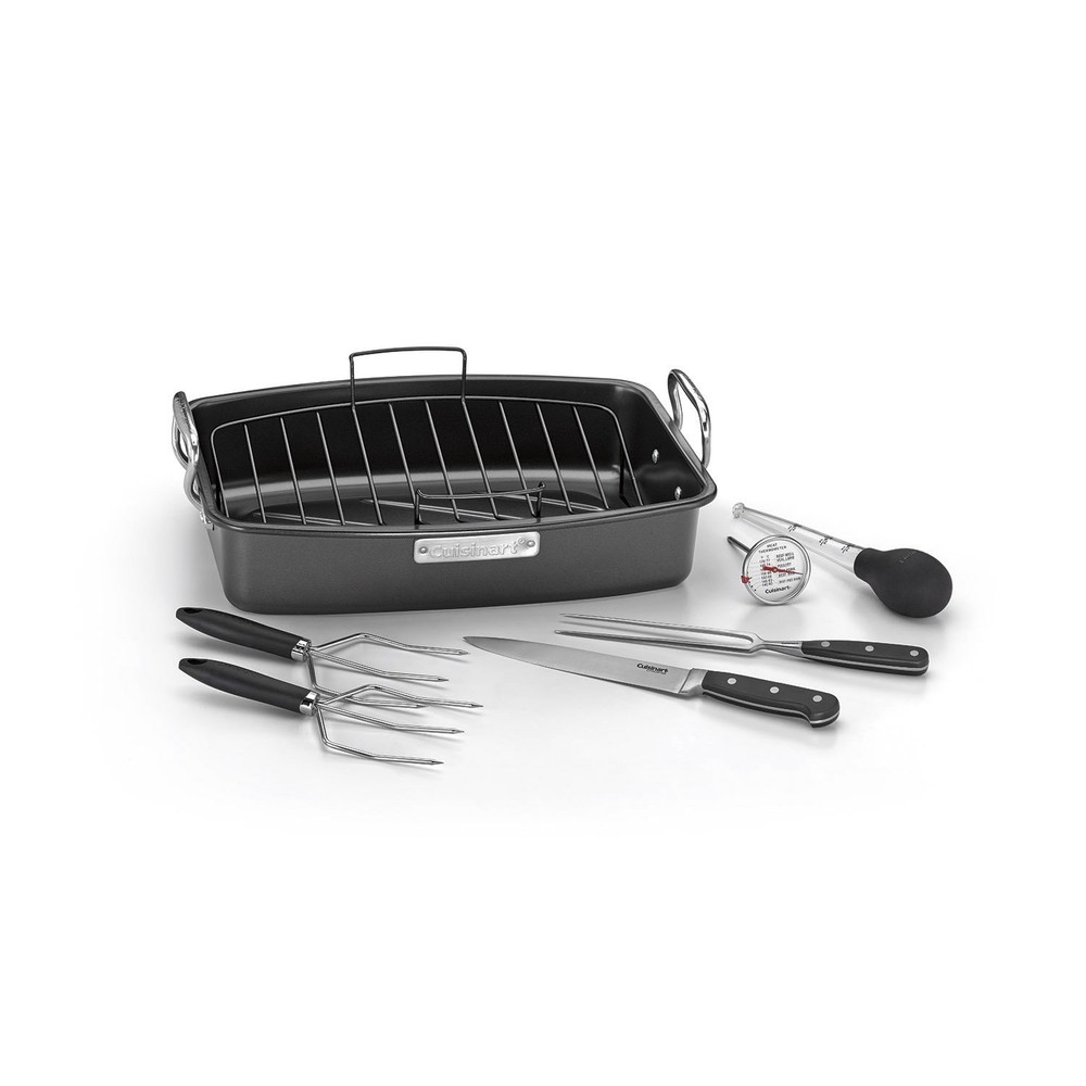 Cuisinart ASR-1713PS Aluminum Nonstick Roaster with Carving Tools 17 x 13″ Black