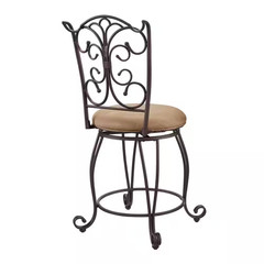 Hansel 24.25 In. Bronze Metal Swivel High Back Counter Stool with Fabric Seat