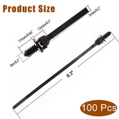 Push Mount Zip Ties, 8 inch Cable Tie Black 8.3×0.2inch (100Pcs),