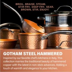 Hammered Copper 12 in. Aluminum Non-Stick Fry Pan with Glass Lid