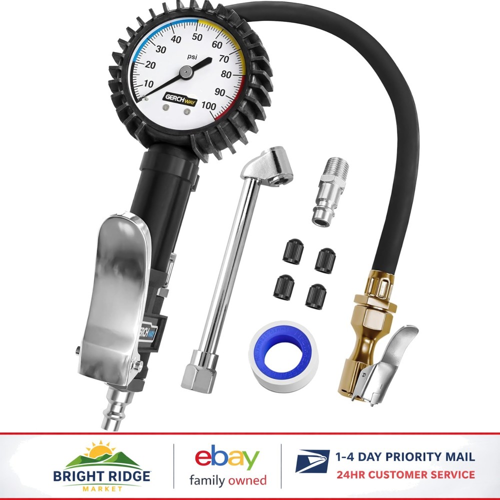 Reliable Tire Inflator with 1.0 Count Set, Brass Construction and Accurate Gauge