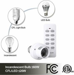 DEWENWILS Wireless Remote Control Light Lamp Socket E26/E27 Bulb Holder Base