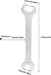 18mm x 21mm Double Open End Wrench – 178mm, High Carbon Steel, Metal Maintena…