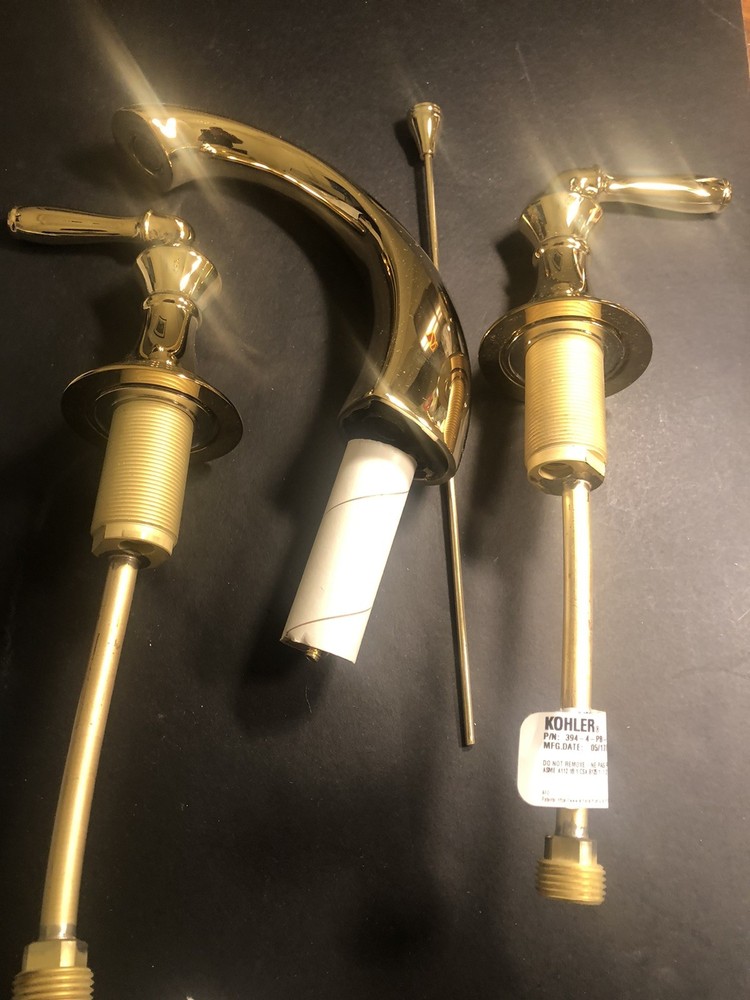 KOHLER 394-4-PB DEVONSHIRE WIDE SPREAD BATHROOM SINK FAUCET POLISHED BRASS