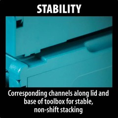 15.5 In. Large Interlocking Tool Box | Makita X Storage Portable Plastic Blue