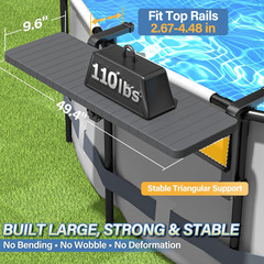 Pool Bar, above Ground Poolside Bar Table, 49.4×9.6″ Stable & Large Pool Side Ta