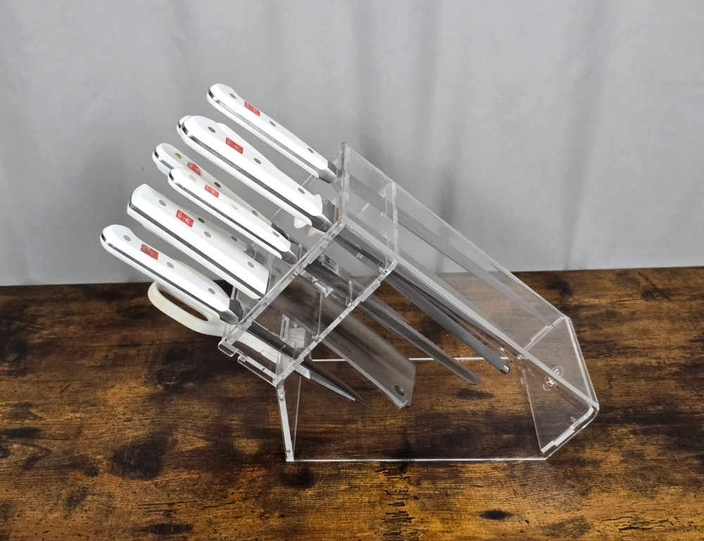 WUSTHOF CLASSIC White-Handle 13 Piece Set with *SUPER RARE* Clear Acrylic Block!