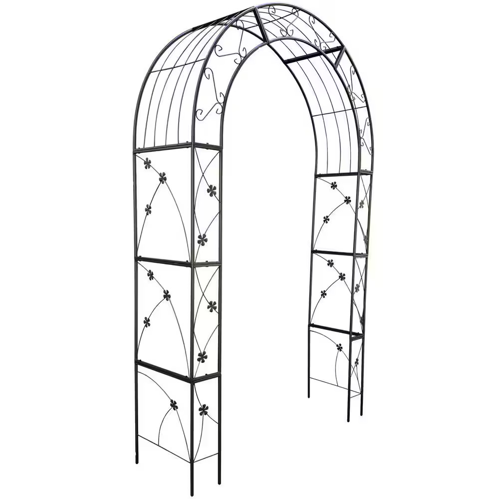98.4 In. X 58 In. X 19 In. Black Outdoor Metal Garden Arbor Plant Climbing Trell