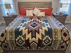 EXTRA LARGE, REVERSIBLE, ALPACA WOOL,MULTICOLOR BLANKET ECUADOR 74,8×91,33 in