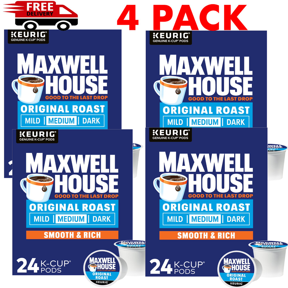 (4 pack) Maxwell House Original Roast Medium Roast K-Cup Coffee Pods, 24 ct Box