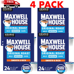 (4 pack) Maxwell House Original Roast Medium Roast K-Cup Coffee Pods, 24 ct Box