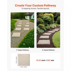 Garden Stepping Stones, 8 Pcs 15.5 X 15.5 In. Weather-Resistant Plastic Path Pav