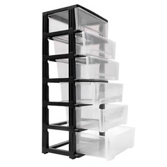 Rolling Drawer Cart Mobile PP 6-Drawer Dorm Storage Cart for Offices Home