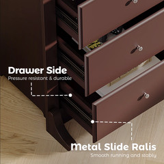 6 Drawer Tall Chest Dresser Wooden 52″ High Narrow Storage Cabinet Small Space