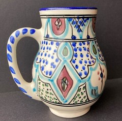 Le Souk Ceramique Malika Cup Mug Hand-Made Tunisia Blue Purple One Of A Kind