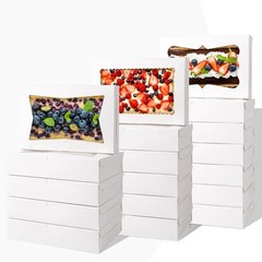 48 pcs Bakery Boxes 12x8x2.5 Inches 3Style Windows Cookie Boxes Treat Boxes w…
