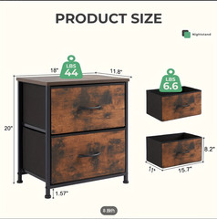 2 Dresser for Bedroom, Tower Organizer Unit, Chest of Drawers with Wooden Top