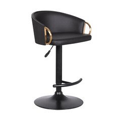 Armen Living Solstice 24.25-32.25″ Modern Metal Swivel Bar Stool in Black/Gold