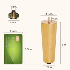 Yes4All 6 Inches Round Natural Solid Wood Furniture 6 inch,
