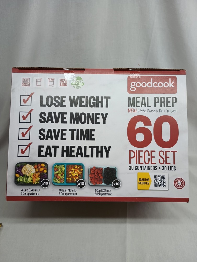 Good cook 60 Pc Set Meal Prep 30 Containers Get Healthy Pack Lunch After School