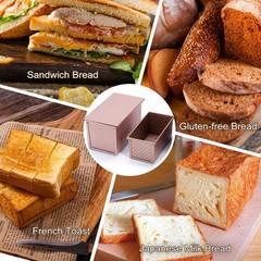 2 Pack Pullman Loaf Pan with Lid, 1 Lb/0.5 Lb Dough Capacity, Premium Non-Stick