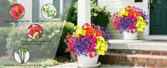 12 Bundles Artificial Flowers for Outdoors Decorat, Faux Silk