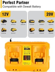 2Pack For DeWalt 20V 20 Volt Max XR 12.0AH Lithium Battery DCB206-2/Dual Charger