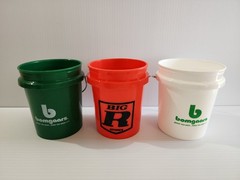 Big R & Bomgaars Green, White & Red Mini Bucket 4″ Tall Fast Shipping 3pk