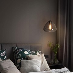Uolfin 1-Light Modern Gold Black Pendant Light Smoke Gray Glass 9.8 in